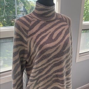 Ann Taylor metallic thread zebra stripe sweater S